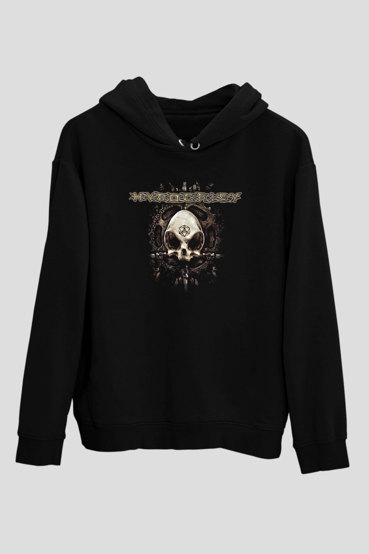 Hypocrisy Baskılı Unisex Siyah Kapüşonlu Sweatshirt