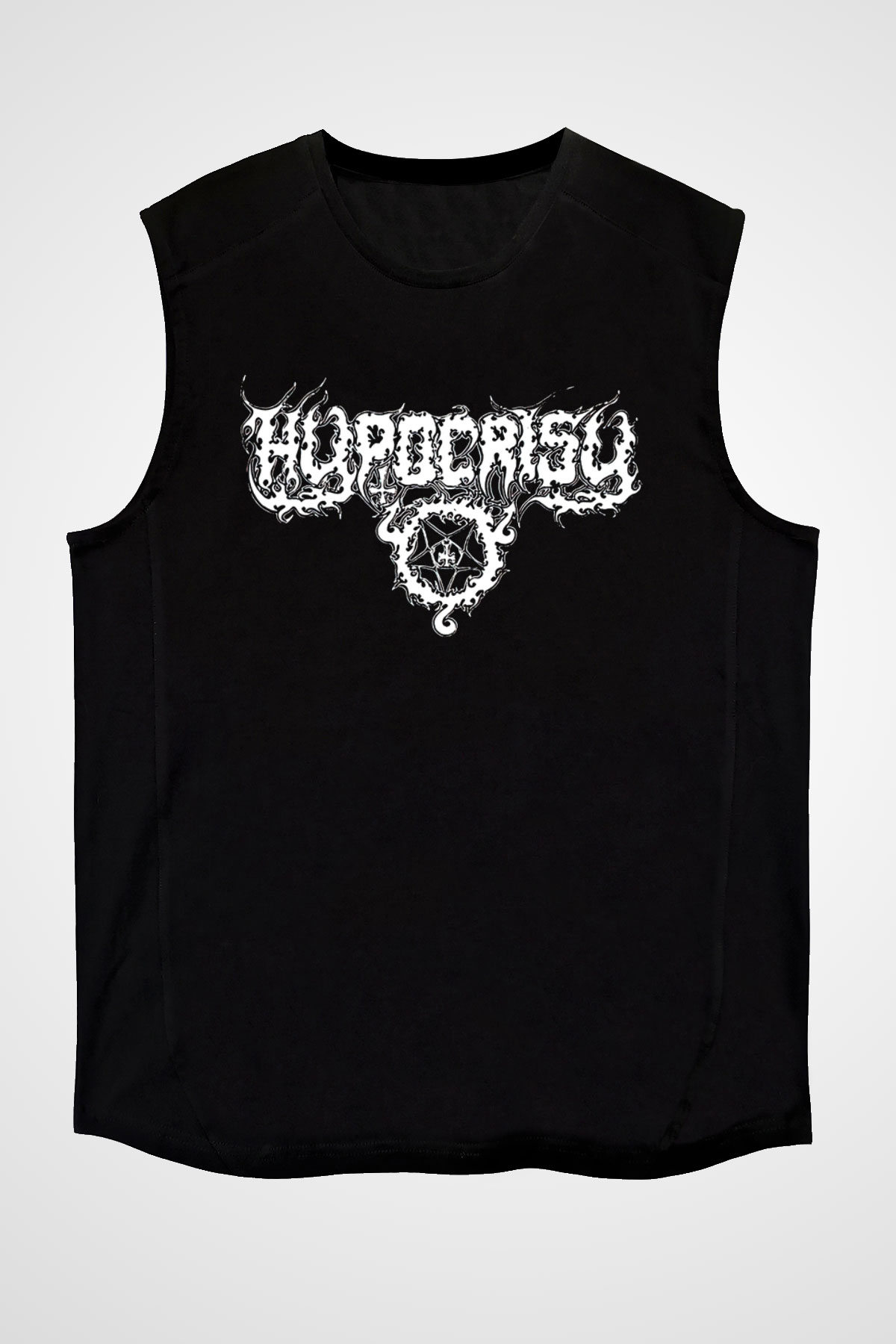 Hypocrisy Baskılı Unisex Siyah Kolsuz Tişört - Tshirt