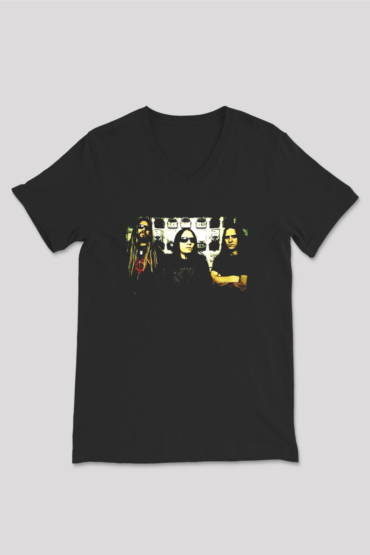 Hypocrisy Baskılı Unisex Siyah V Yaka Tişört - Tshirt