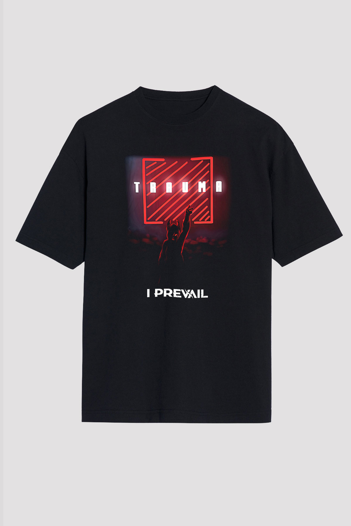 I Prevail Baskılı Unisex Siyah Oversize Tişört - Tshirt