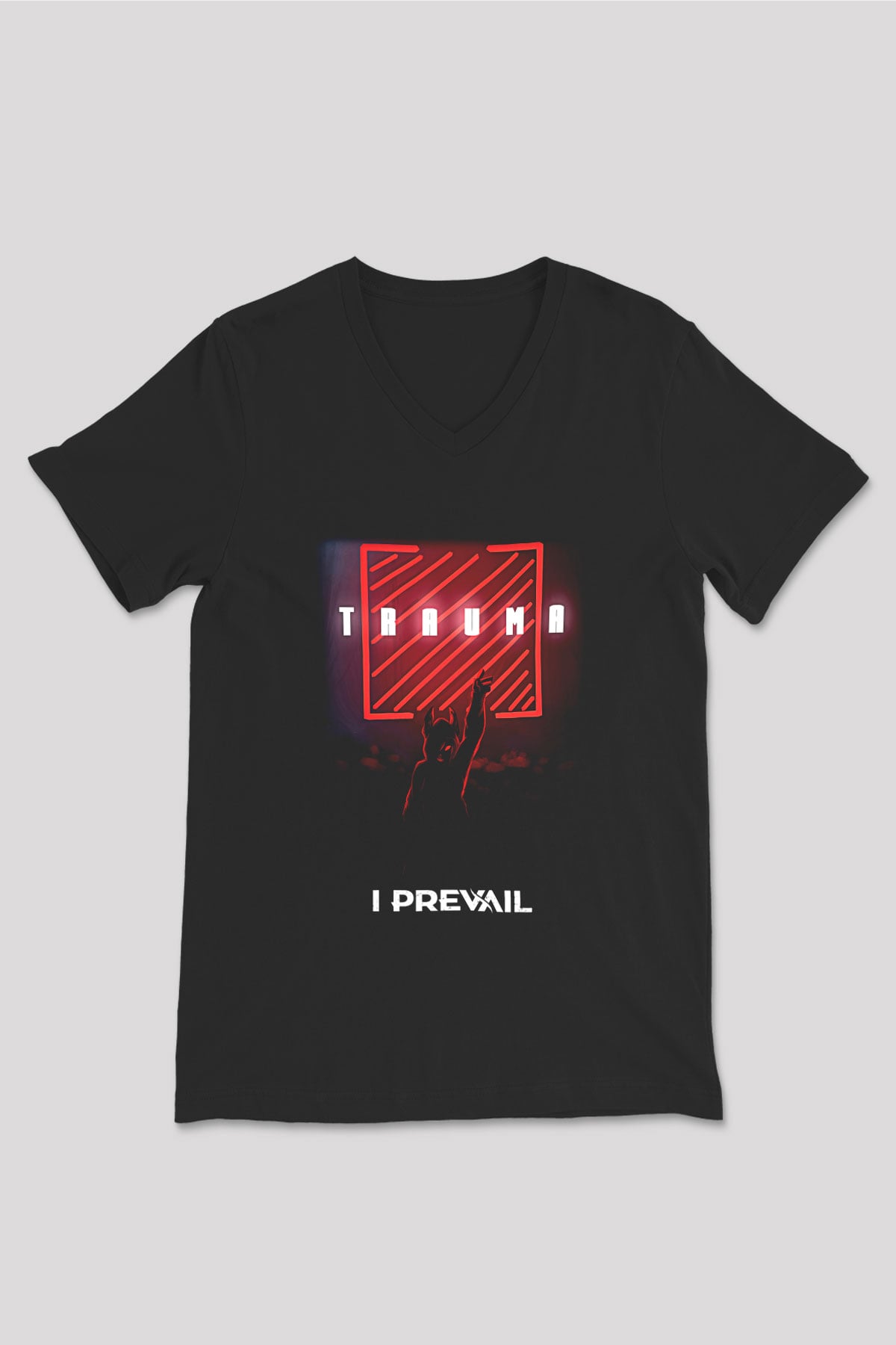I Prevail Baskılı Unisex Siyah V Yaka Tişört - Tshirt