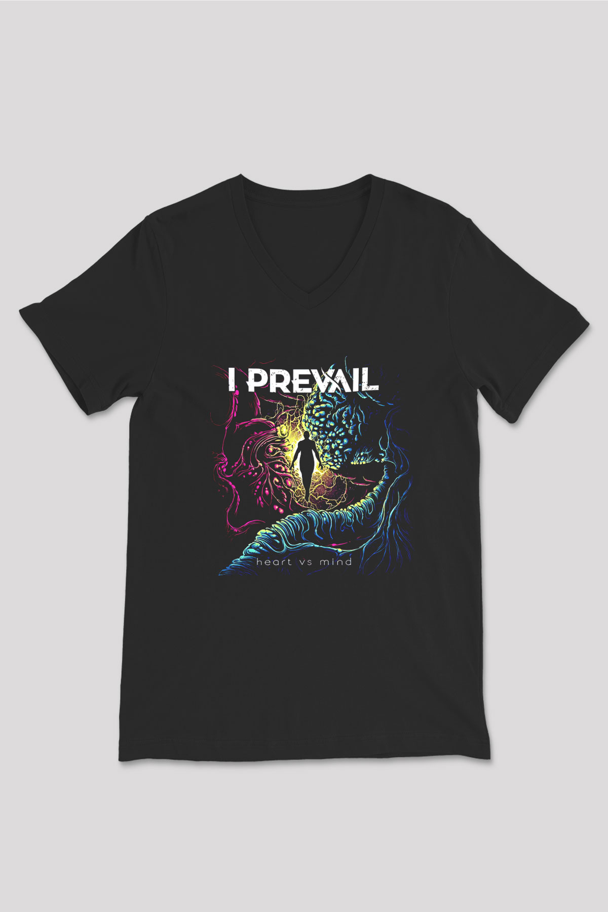 I Prevail Baskılı Unisex Siyah V Yaka Tişört - Tshirt