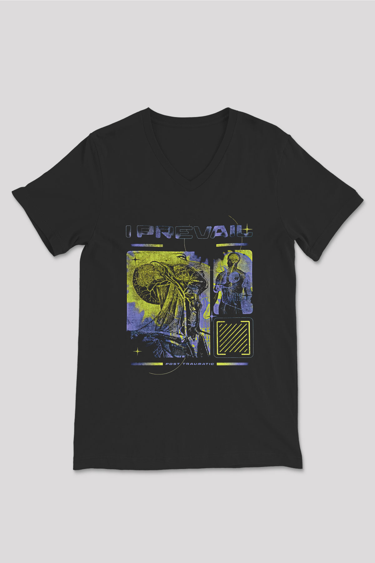 I Prevail Baskılı Unisex Siyah V Yaka Tişört - Tshirt
