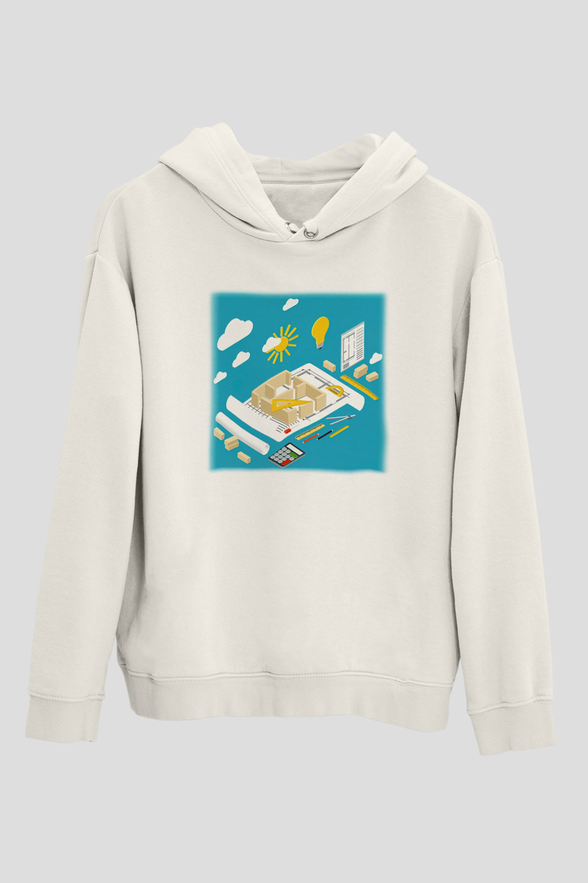 İç mimar Beyaz Unisex Hoodie