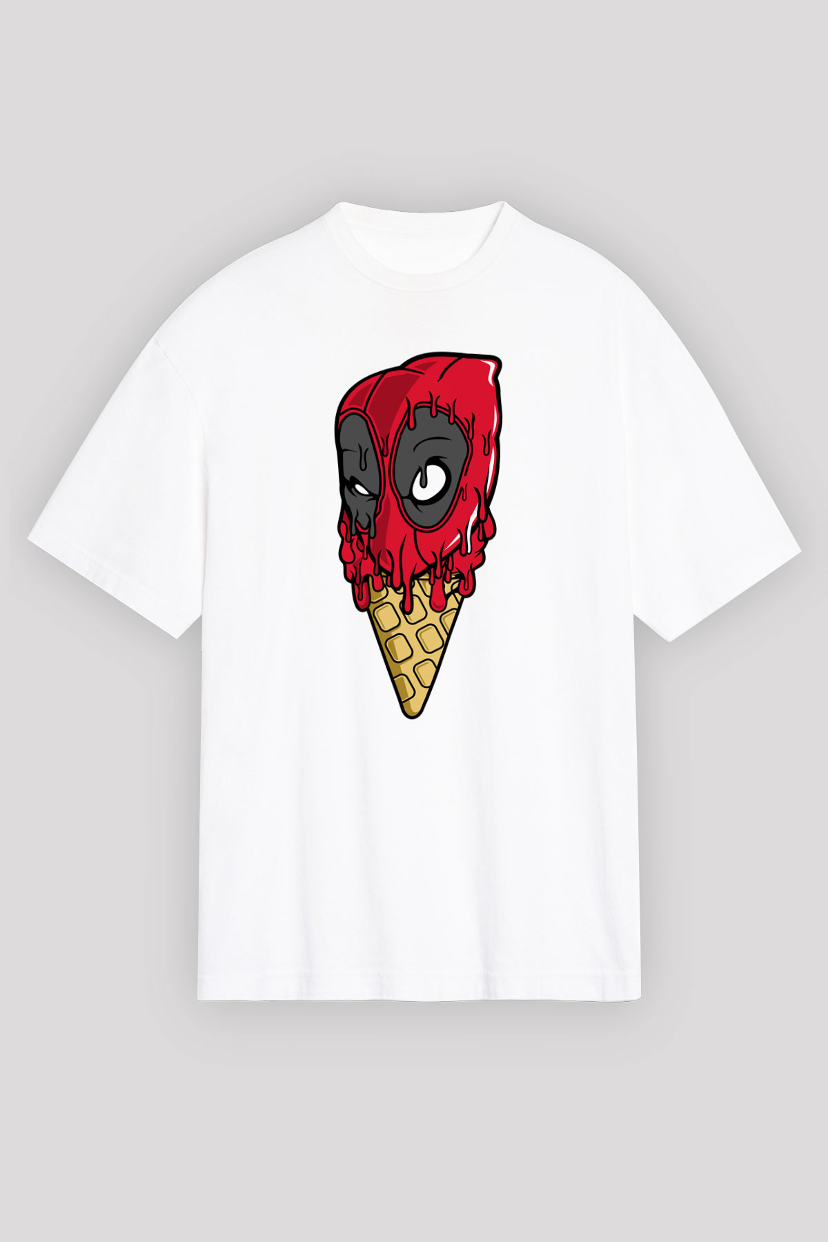 Ice Cream Dead Baskılı Unisex Beyaz Oversize Tişört
