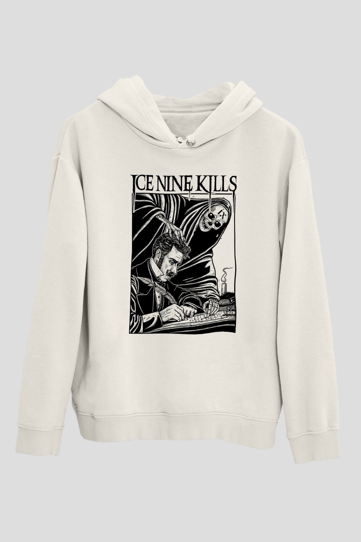 Ice Nine Kills Baskılı Beyaz Unisex Kapüşonlu Sweatshirt
