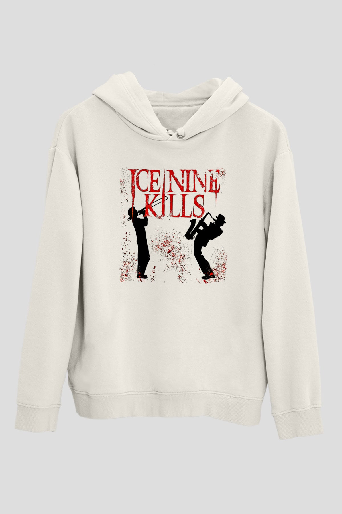 Ice Nine Kills Baskılı Beyaz Unisex Kapüşonlu Sweatshirt