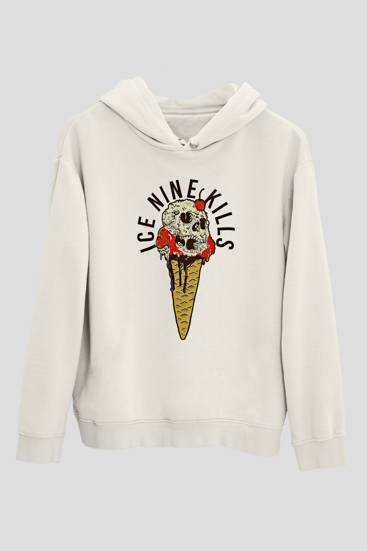 Ice Nine Kills Baskılı Beyaz Unisex Kapüşonlu Sweatshirt