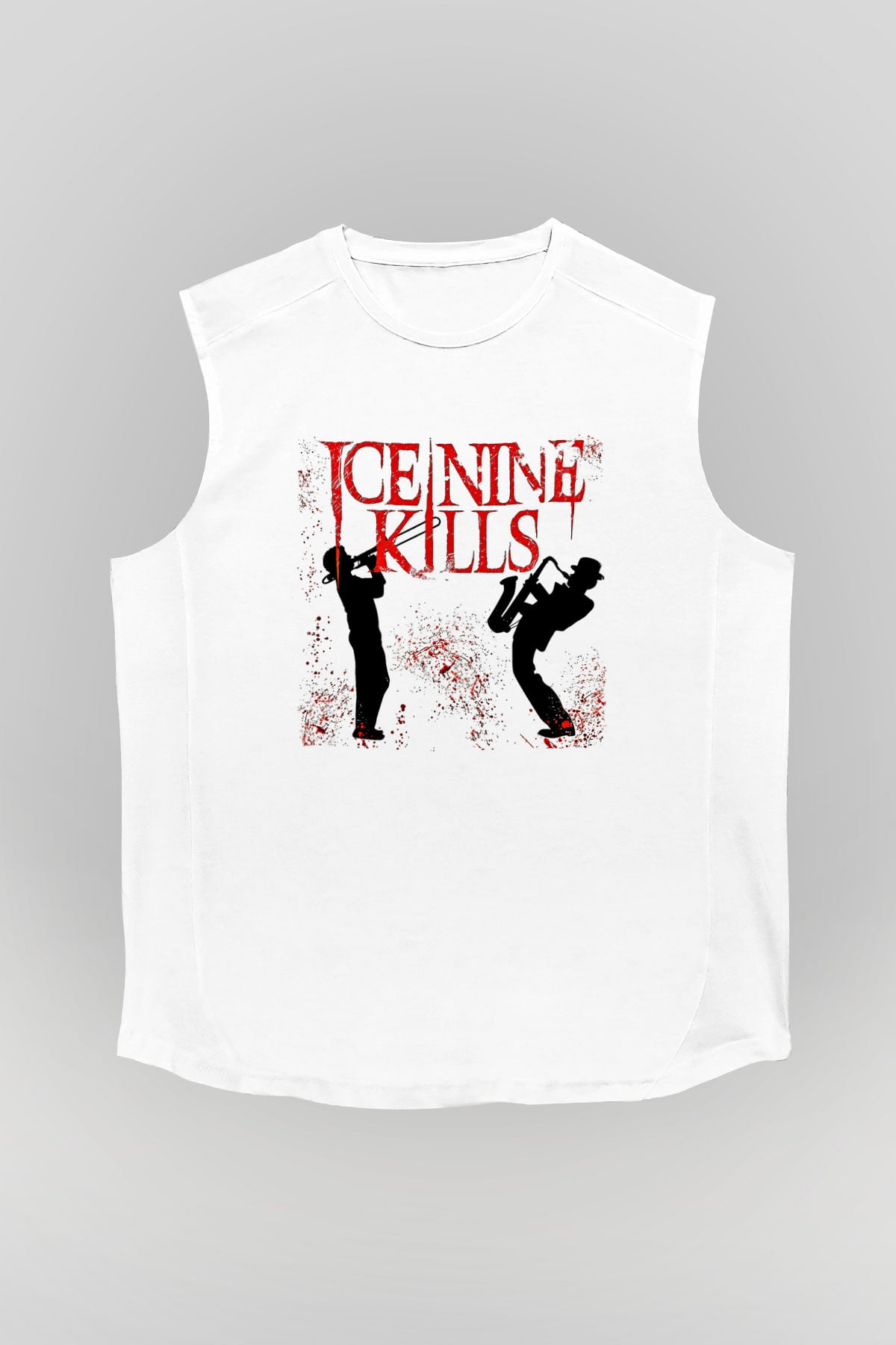 Ice Nine Kills Baskılı Beyaz Unisex Kolsuz Tişört - Tshirt