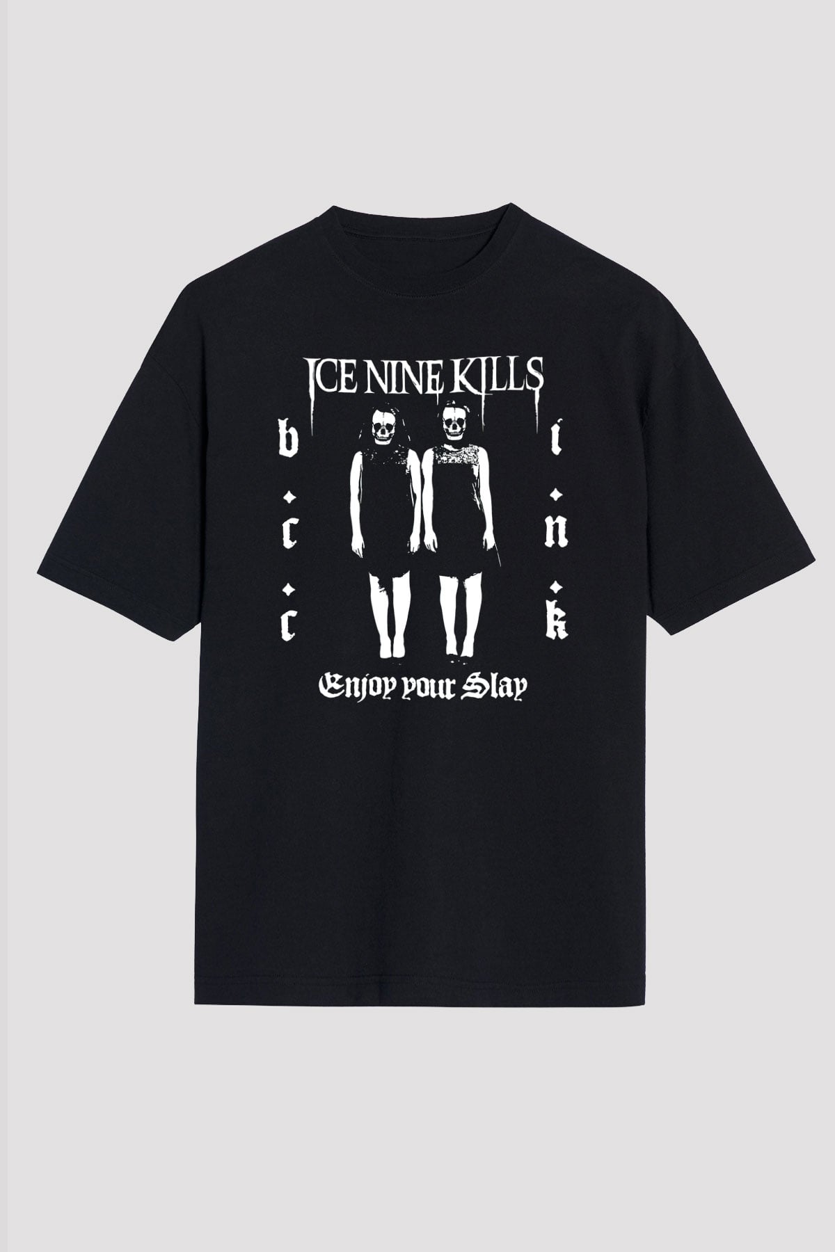 Ice Nine Kills Baskılı Unisex Siyah Oversize Tişört - Tshirt