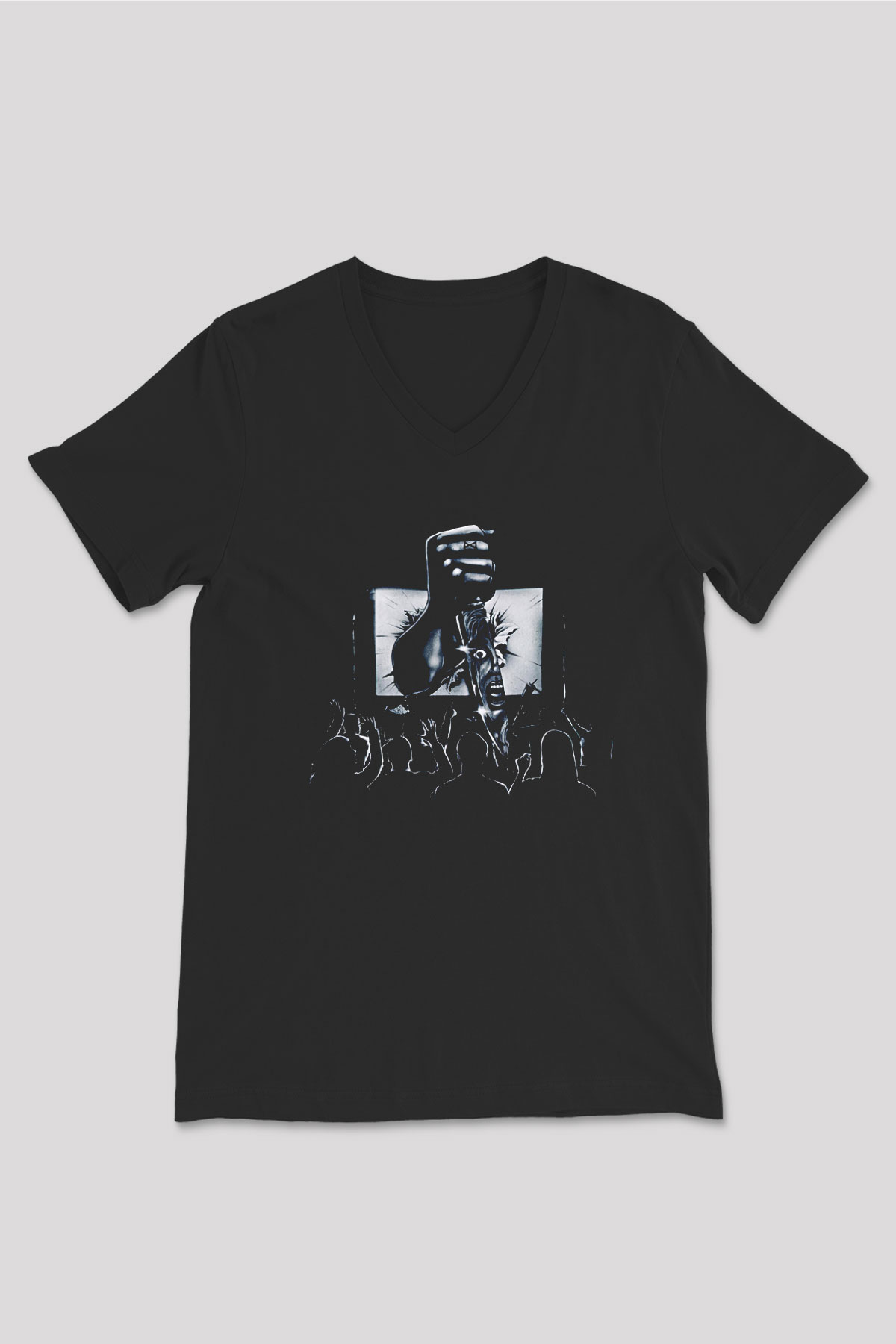 Ice Nine Kills Baskılı Unisex Siyah V Yaka Tişört - Tshirt