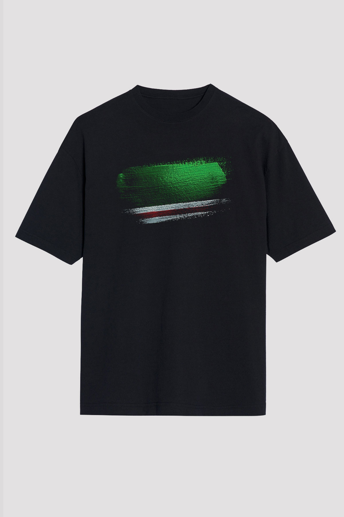 İçkerya Çeçen Cumhuriyeti - Chechen Republic İchkeria Bayrağı Baskılı Unisex Siyah Oversize Tişört