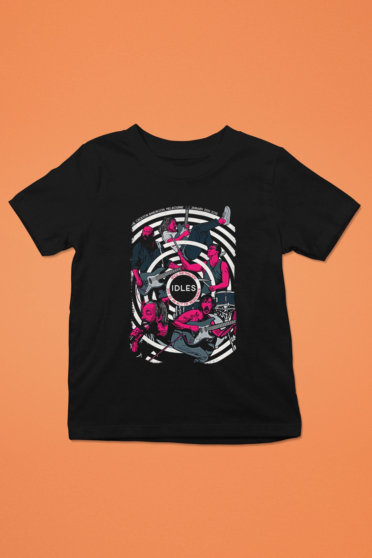 Idles Baskılı Unisex Siyah Çocuk Tişört - Tshirt