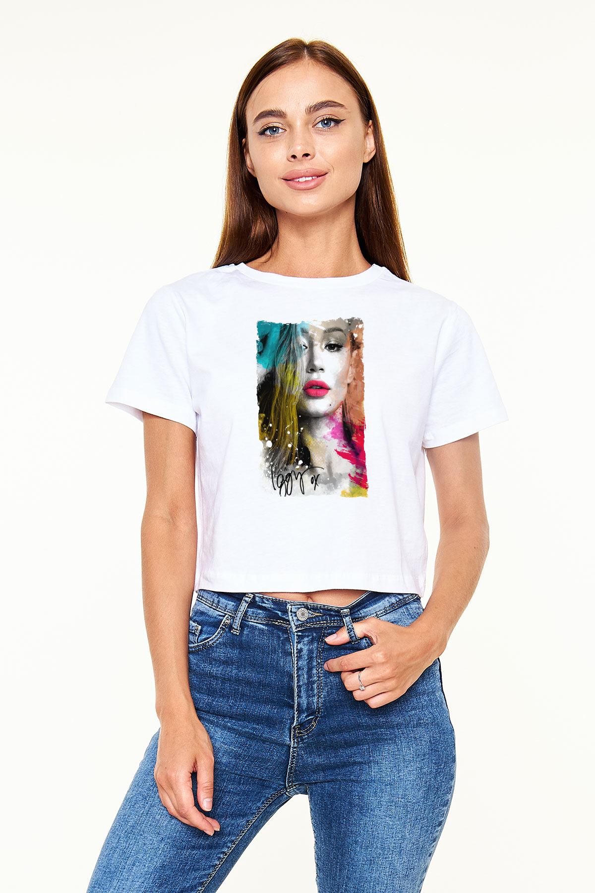 Iggy Azalea Beyaz  Crop Top Tişört