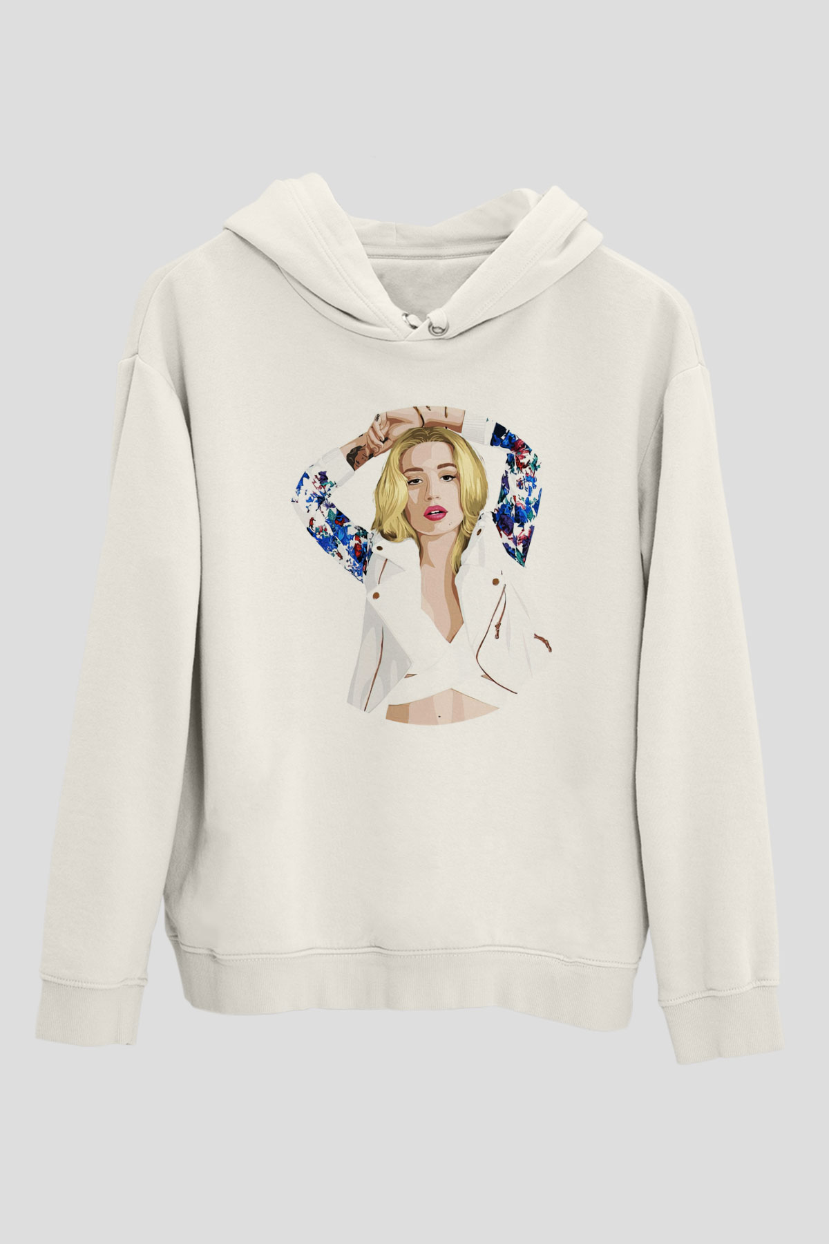Iggy Azalea Beyaz Unisex Kapüşonlu Sweatshirt