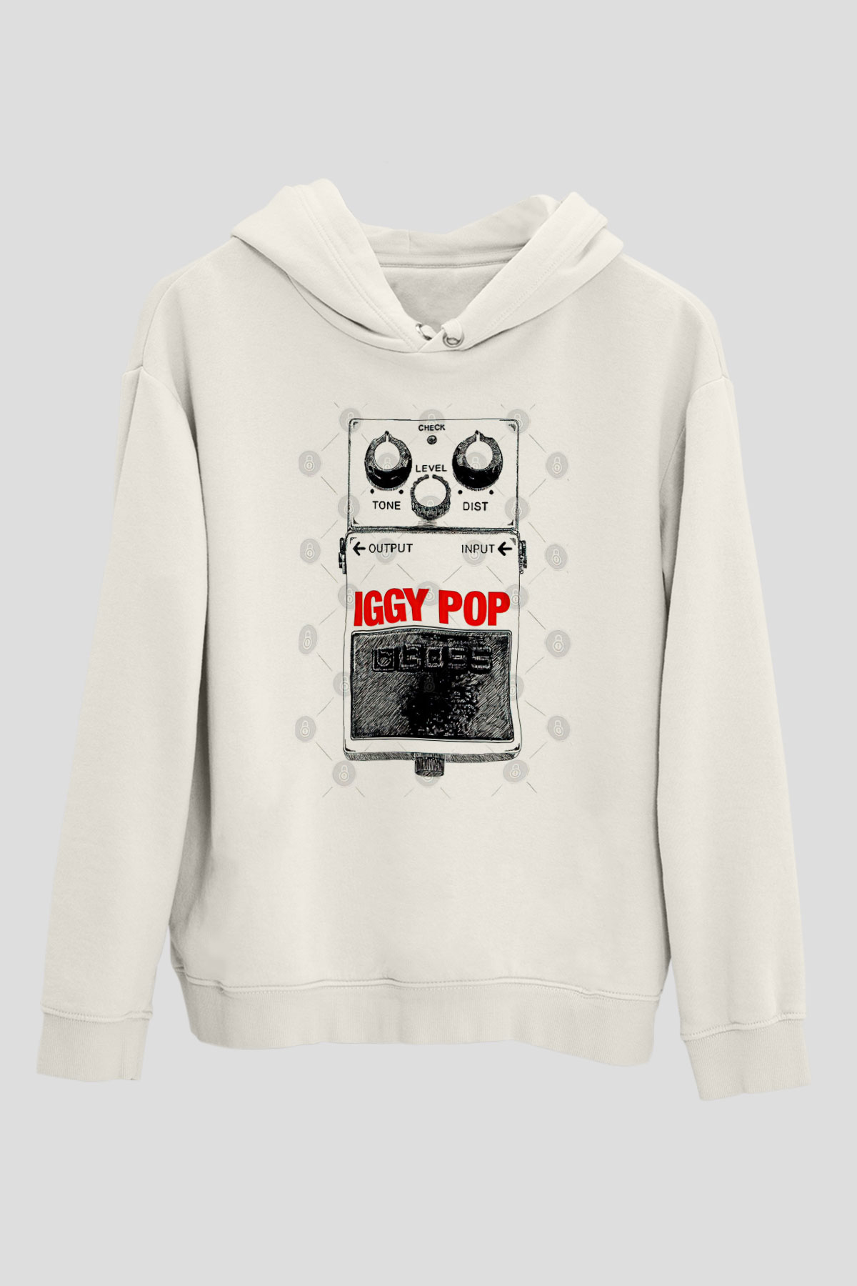Iggy Pop Baskılı Beyaz Unisex Kapüşonlu Sweatshirt