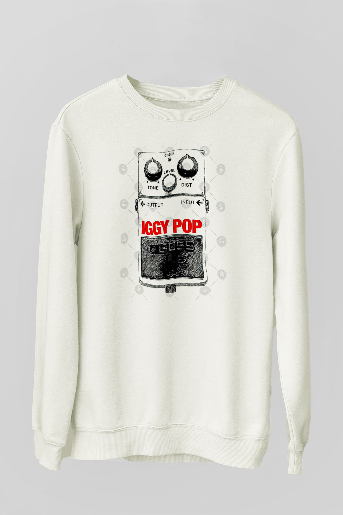 Iggy Pop Baskılı Beyaz Unisex Sweatshirt