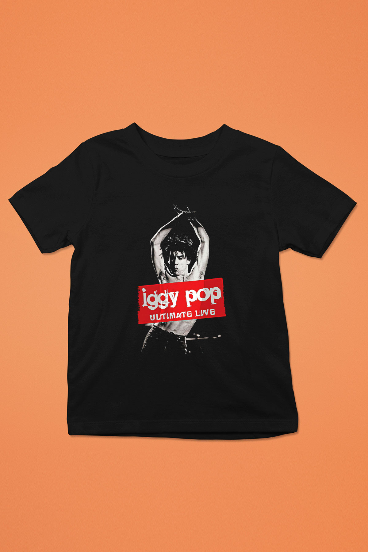 Iggy Pop Baskılı Unisex Siyah Çocuk Tişört - Tshirt