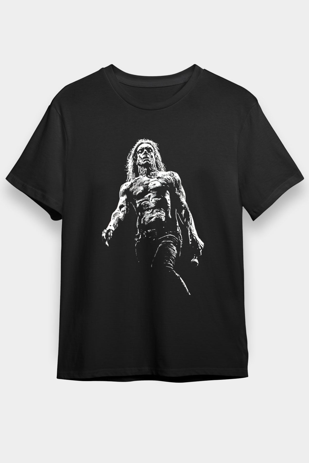 Iggy Pop Baskılı Unisex Siyah Tişört - Tshirt