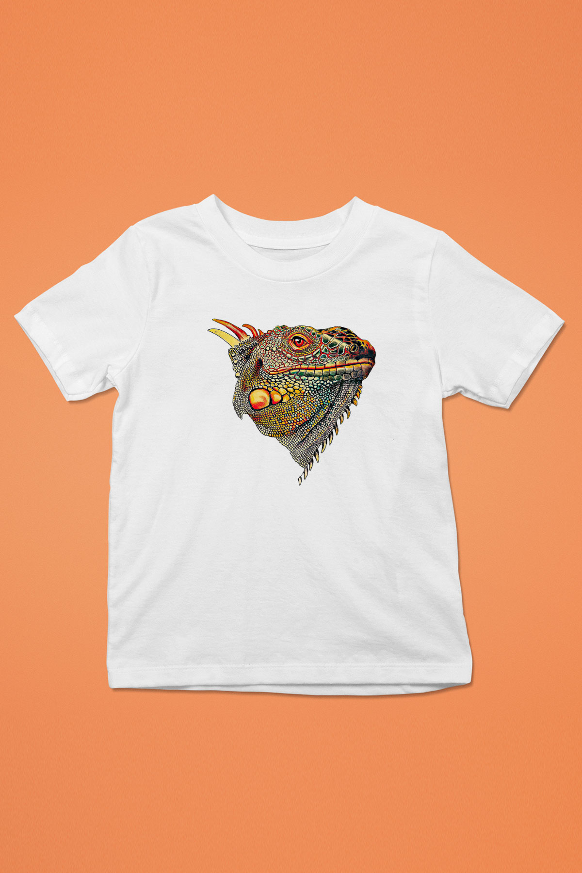 İguana Baskılı Beyaz Unisex Beyaz Çocuk Tişört - Tshirt