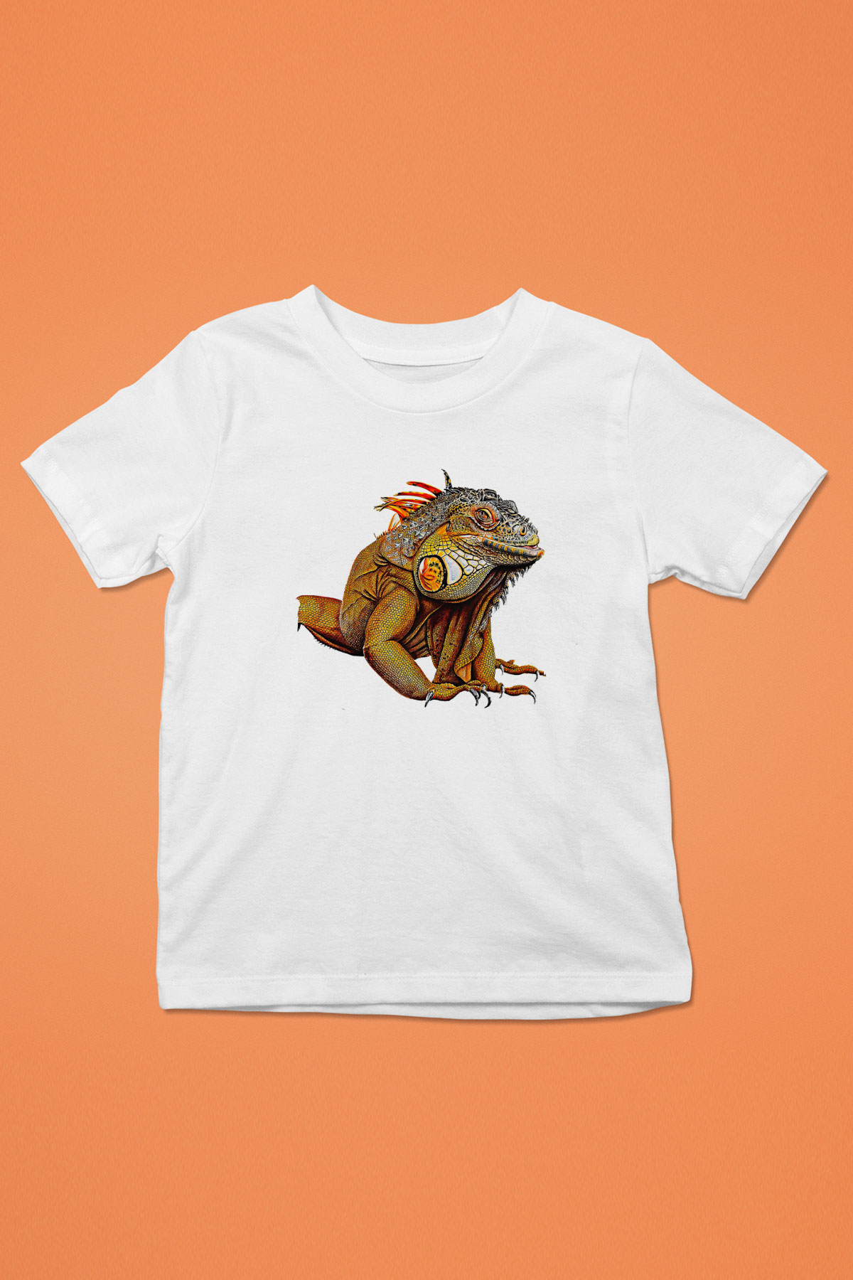 İguana Baskılı Beyaz Unisex Beyaz Çocuk Tişört - Tshirt
