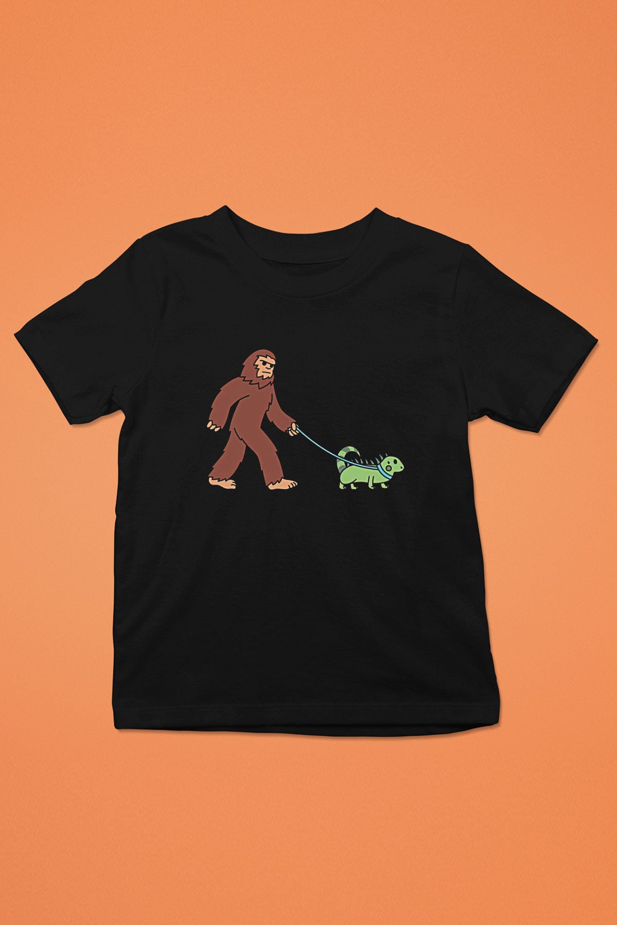 İguana Baskılı Unisex Siyah Çocuk Tişört - Tshirt