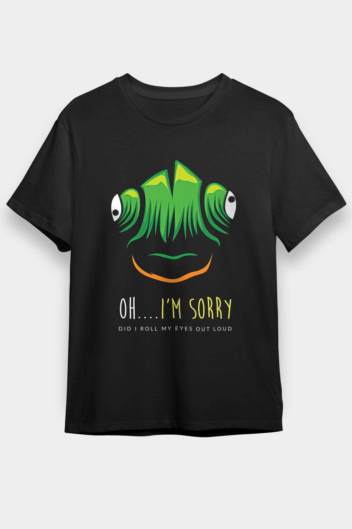 İguana Baskılı Unisex Siyah Tişört - Tshirt