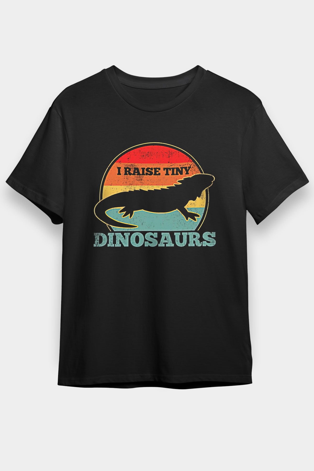 İguana Baskılı Unisex Siyah Tişört - Tshirt