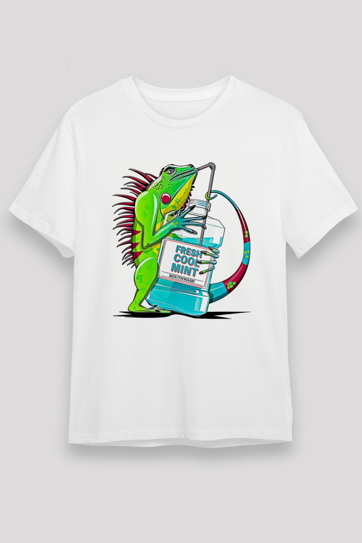 İguana Unisex Baskılı Beyaz Tişört - Tshirt