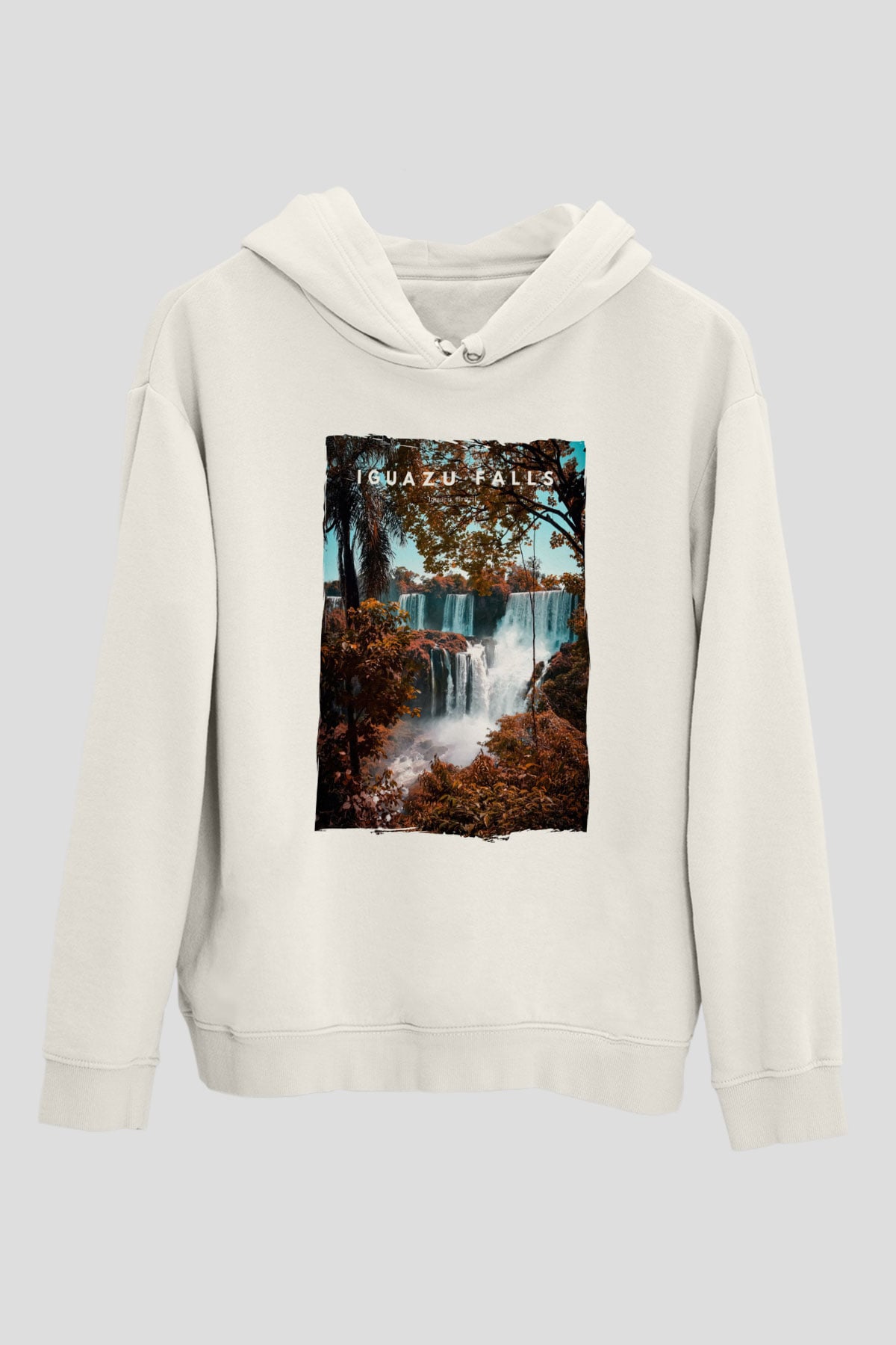 Iguazu Şelalesi Beyaz Unisex Hoodie