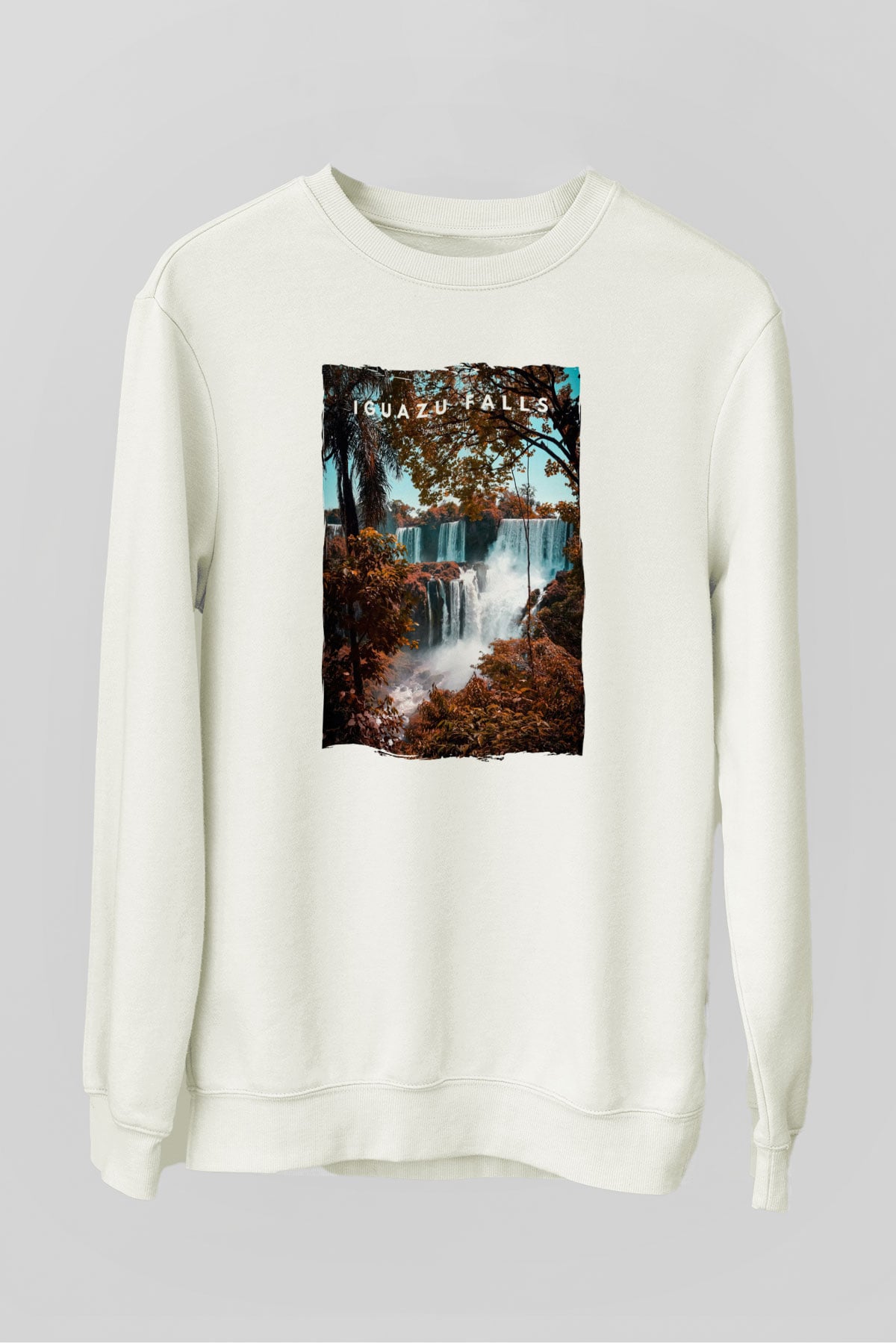 Iguazu Şelalesi Beyaz Unisex Sweatshirt