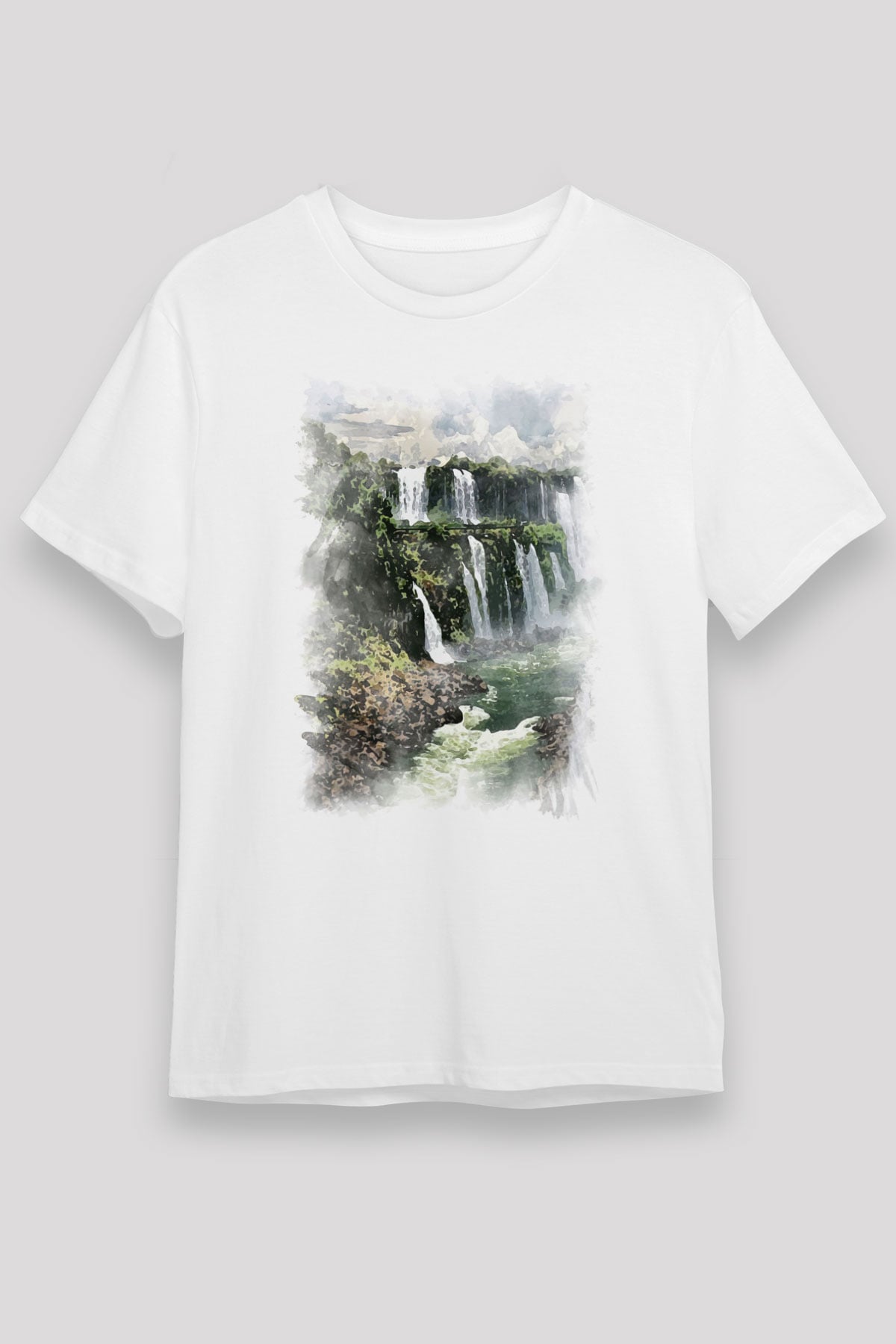 Iguazu Şelalesi Beyaz Unisex Tişört T-Shirt - TişörtFabrikası