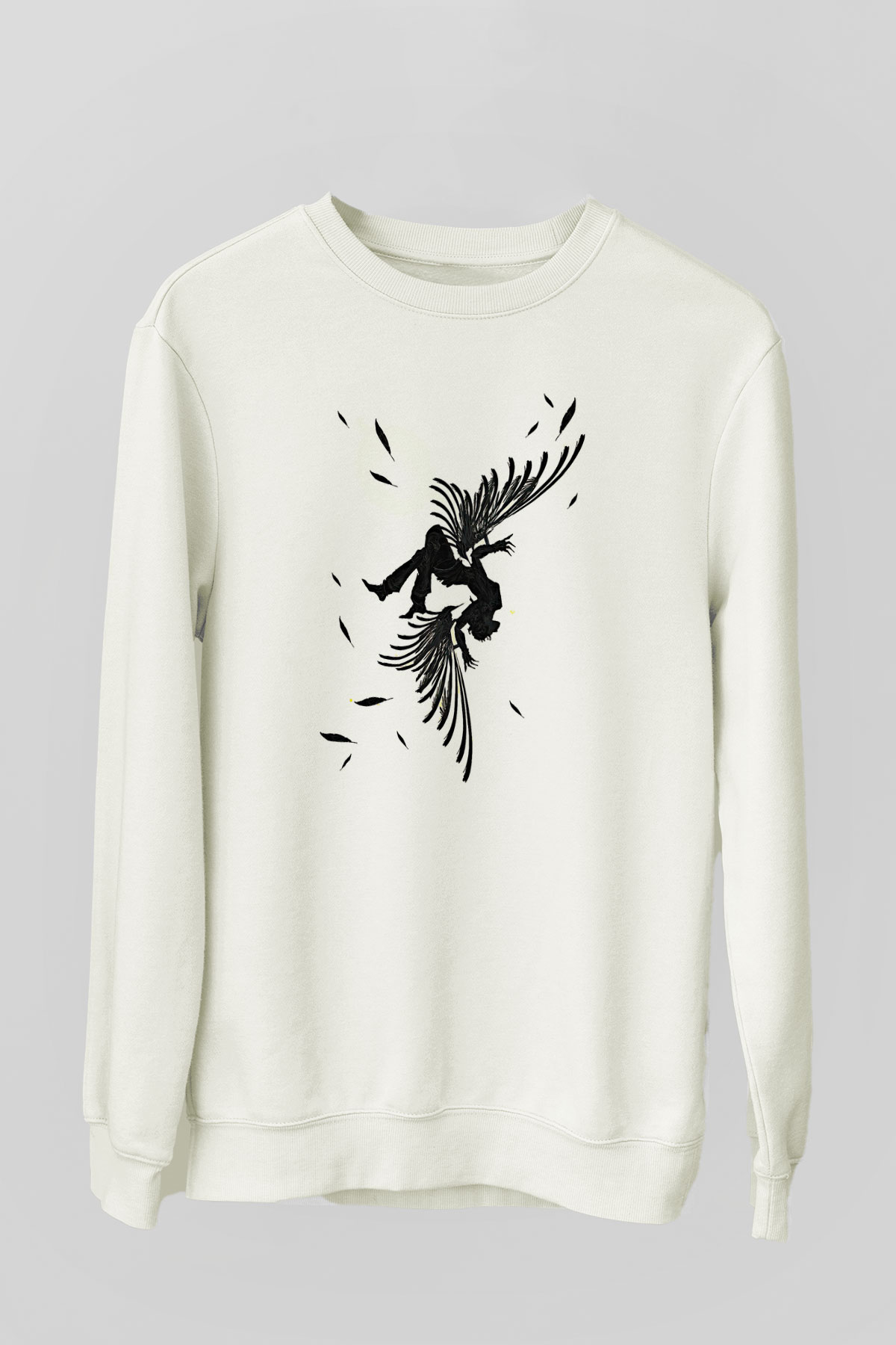 İkarus Baskılı Beyaz Unisex Sweatshirt