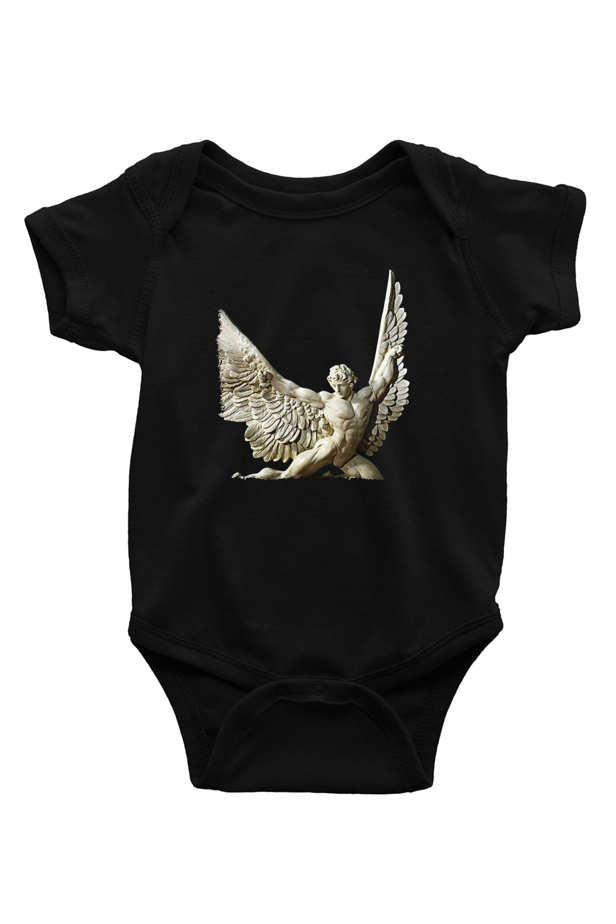 İkarus Baskılı Unisex Siyah Bebek Body - Zıbın