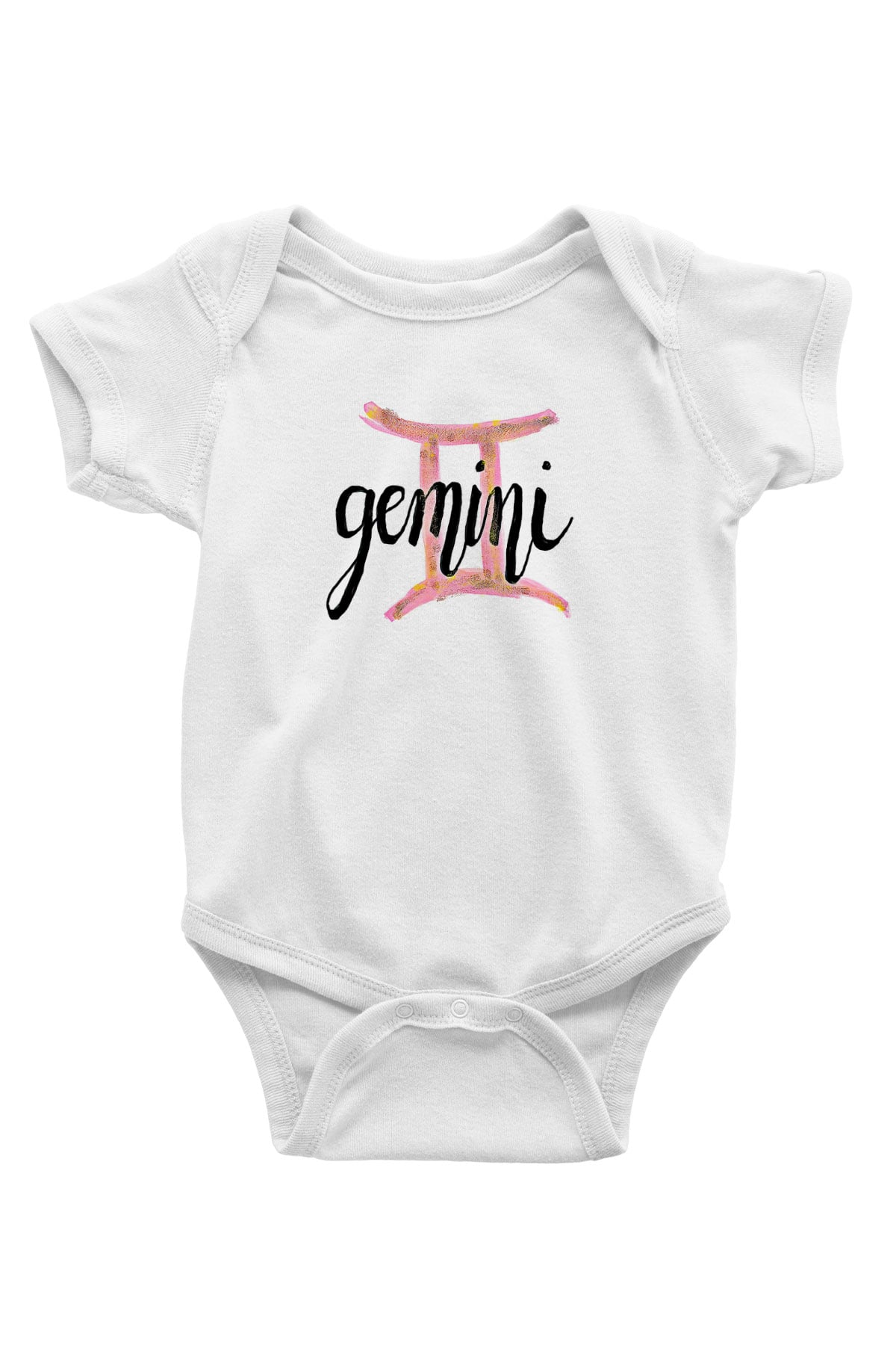 İkizler Burcu Baskılı Beyaz Unisex Bebek Body - Zıbın