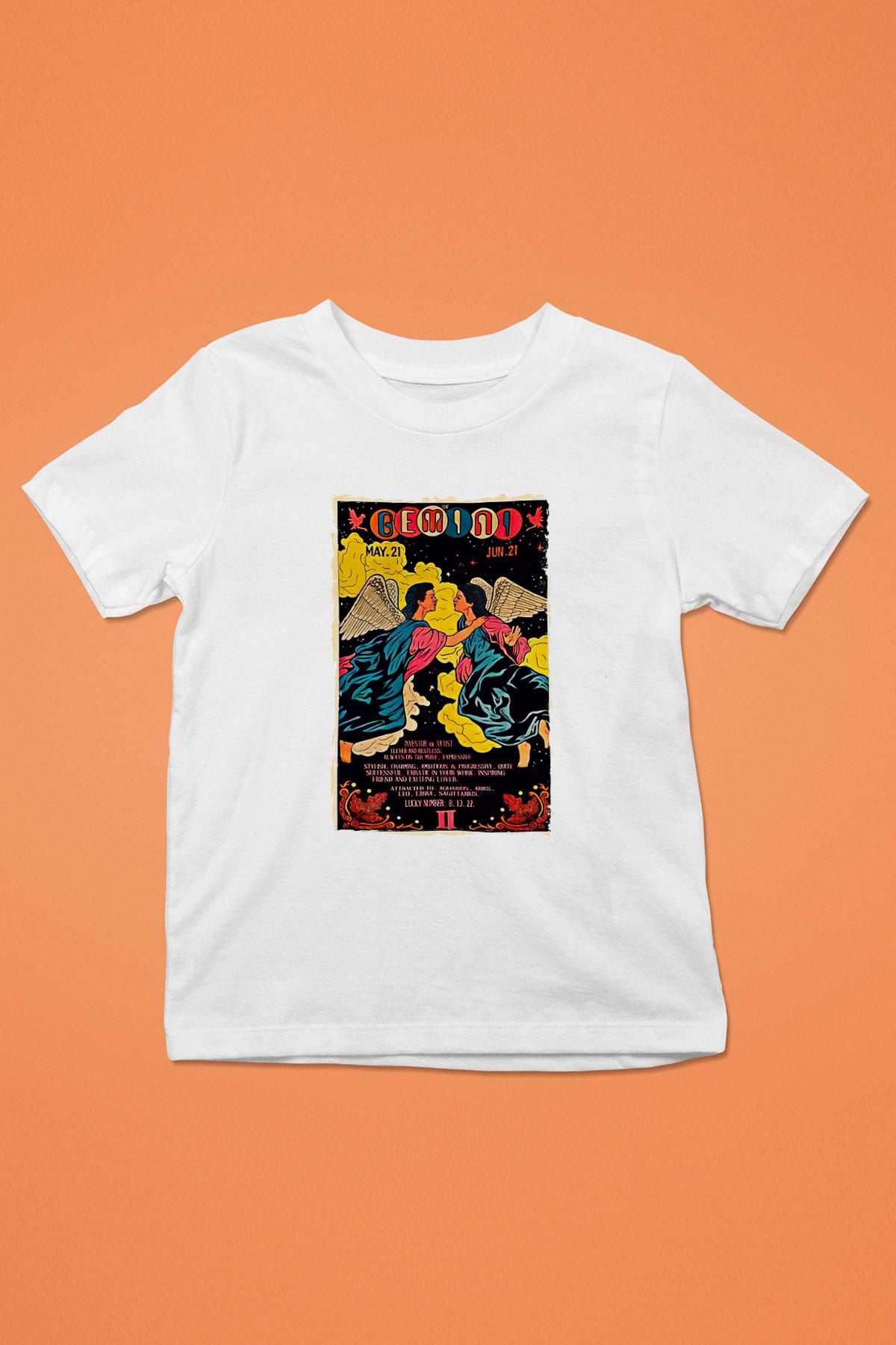 İkizler Burcu Baskılı Beyaz Unisex Beyaz Çocuk Tişört - Tshirt