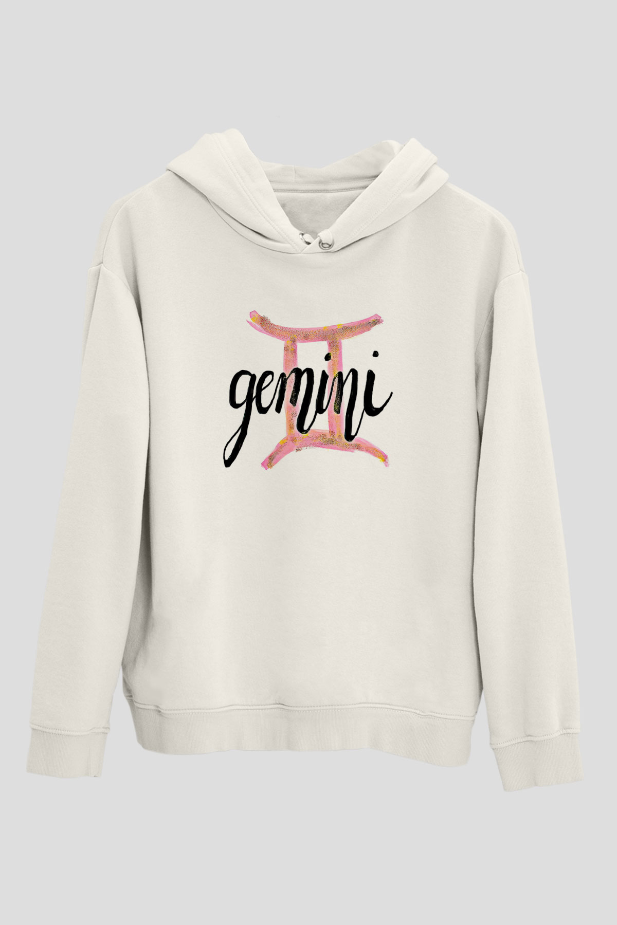 İkizler Burcu Baskılı Beyaz Unisex Hoodie