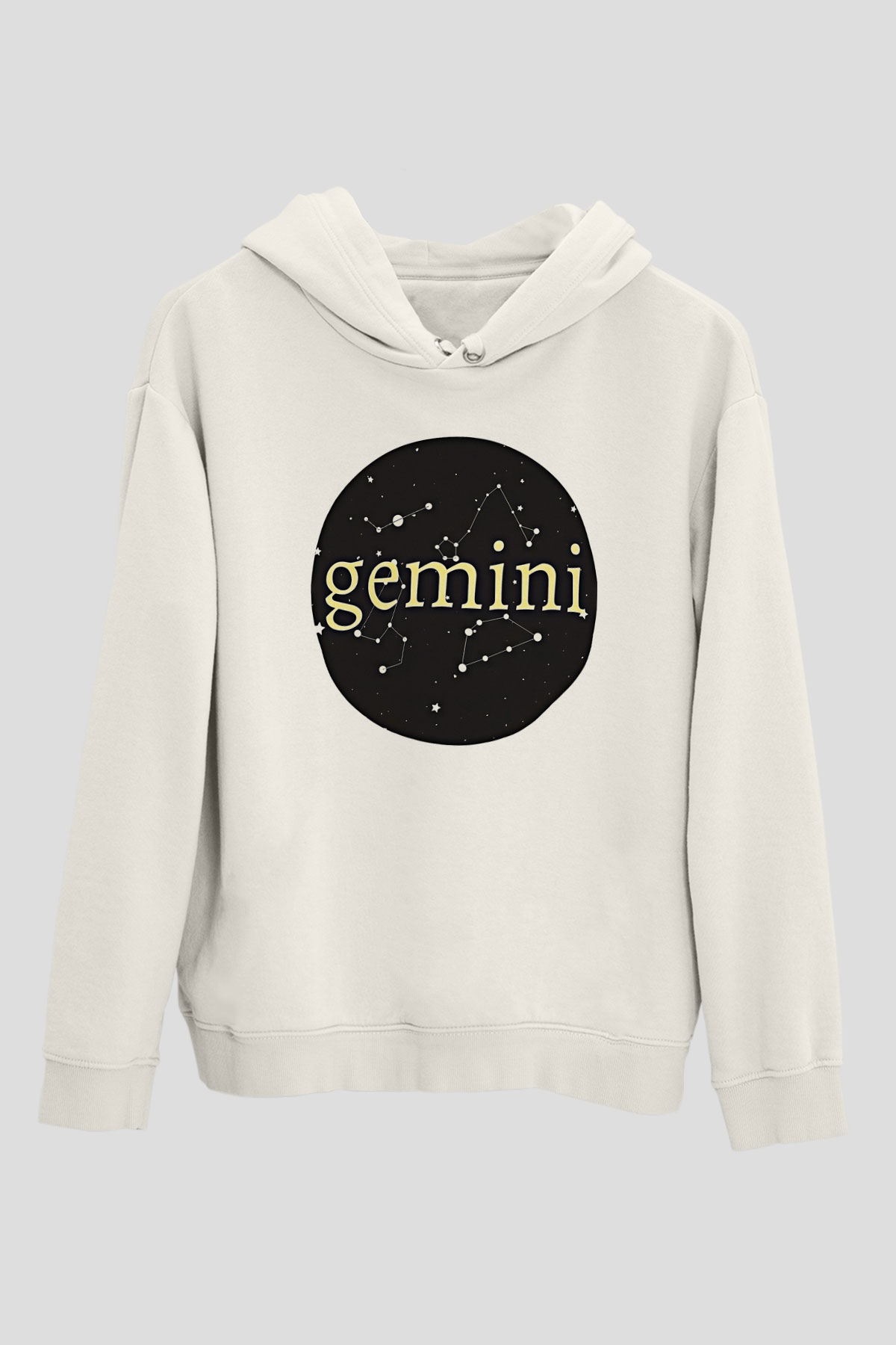 İkizler Burcu Baskılı Beyaz Unisex Hoodie