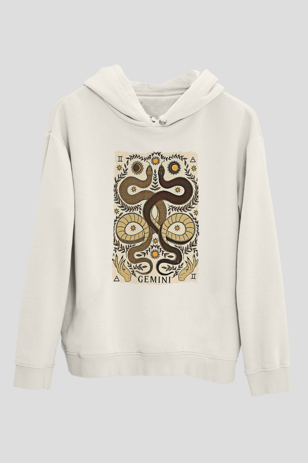 İkizler Burcu Baskılı Beyaz Unisex Hoodie