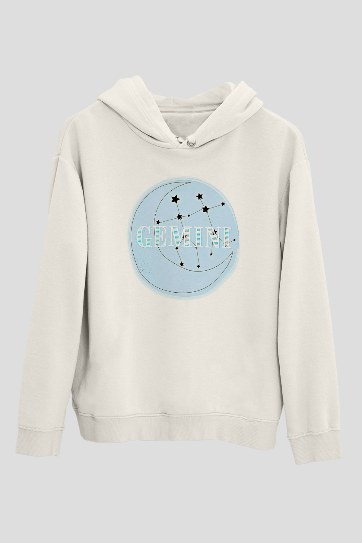 İkizler Burcu Baskılı Beyaz Unisex Hoodie