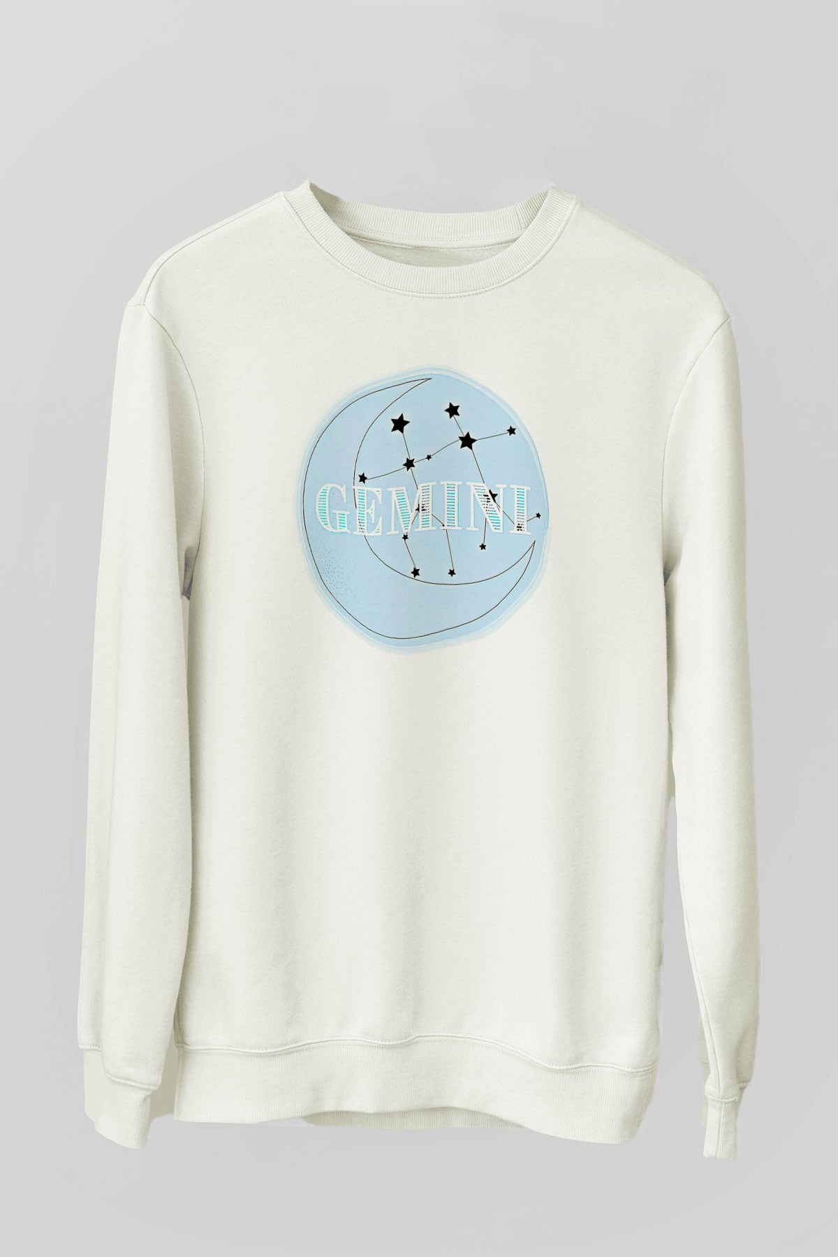 İkizler Burcu Baskılı Beyaz Unisex Sweatshirt