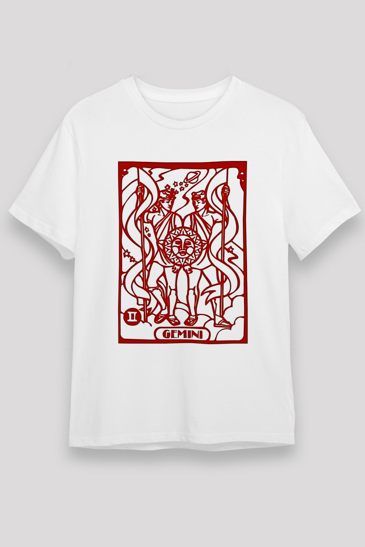 İkizler Burcu Unisex Baskılı Beyaz Tişört - Tshirt