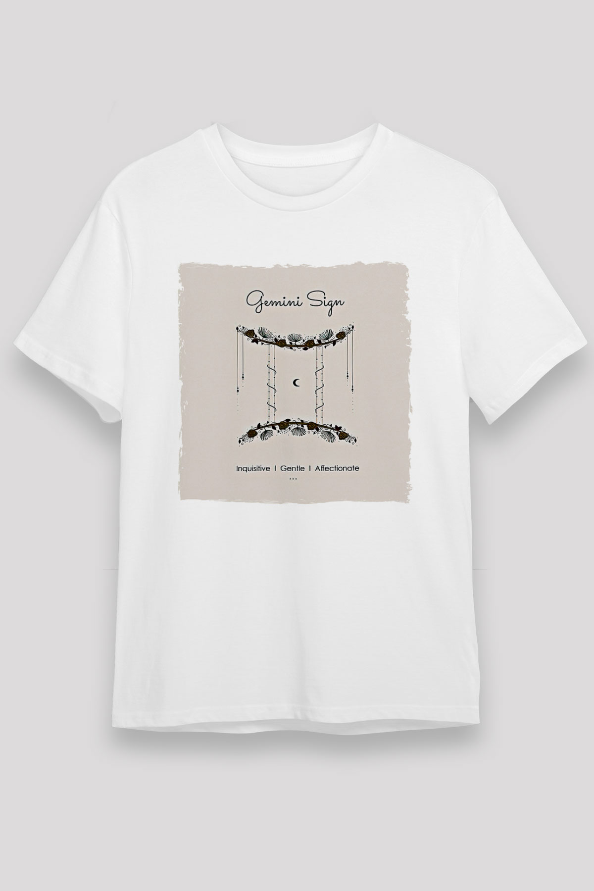 İkizler Burcu Unisex Baskılı Beyaz Tişört - Tshirt