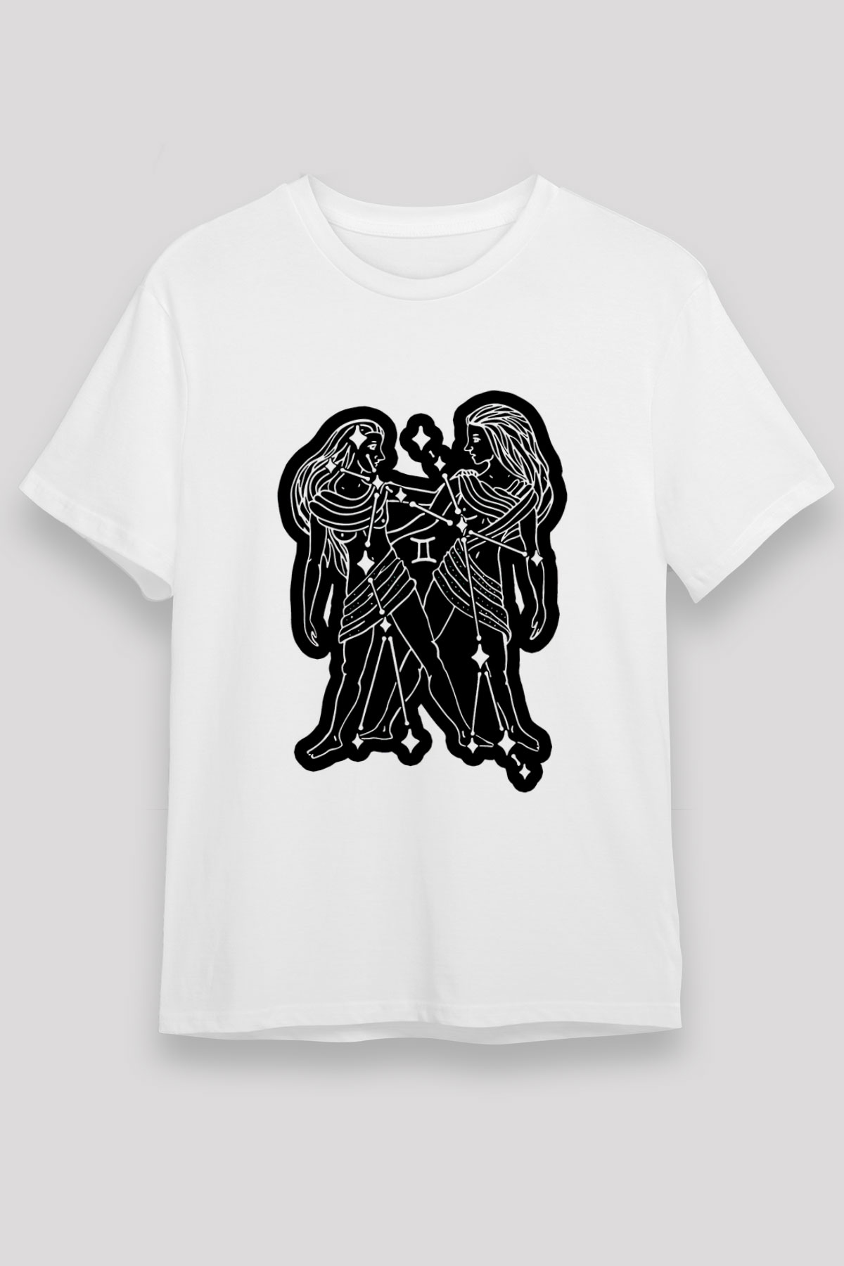 İkizler Burcu Unisex Baskılı Beyaz Tişört - Tshirt