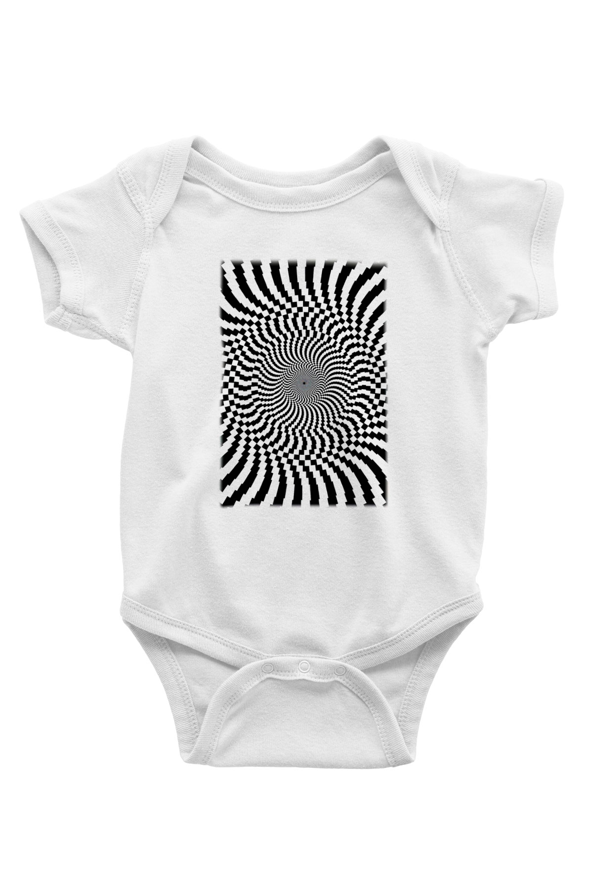 Illüzyon Baskılı Beyaz Unisex Bebek Body - Zıbın