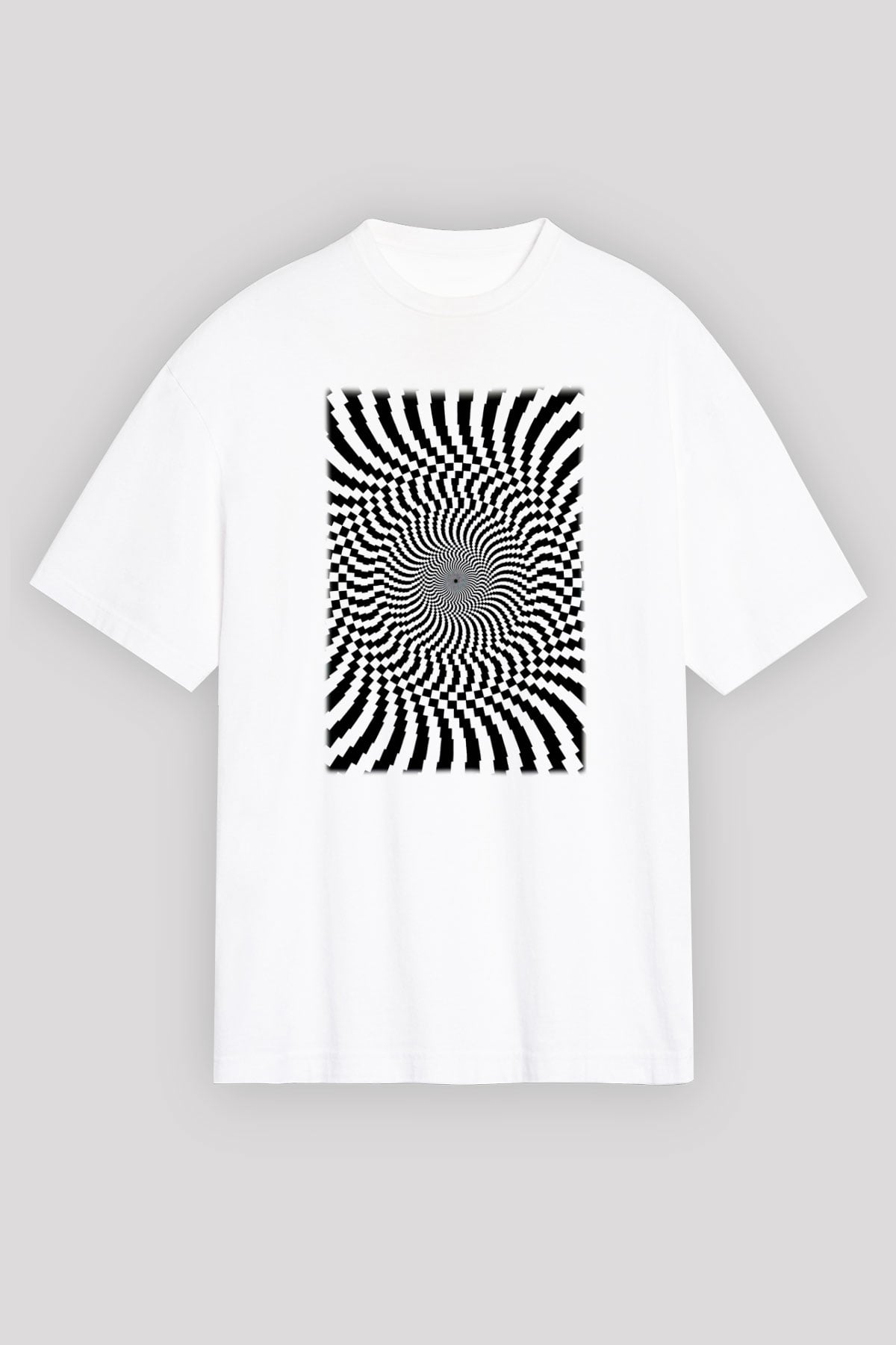 Illüzyon Beyaz Unisex Oversize Tişört T-Shirt