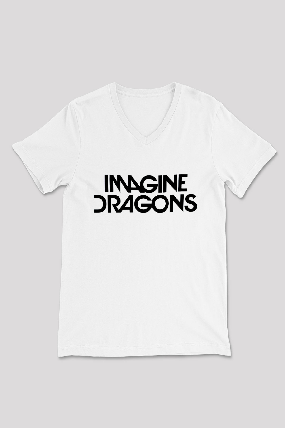 Imagine Dragons Beyaz Unisex V Yaka Tişört T-Shirt