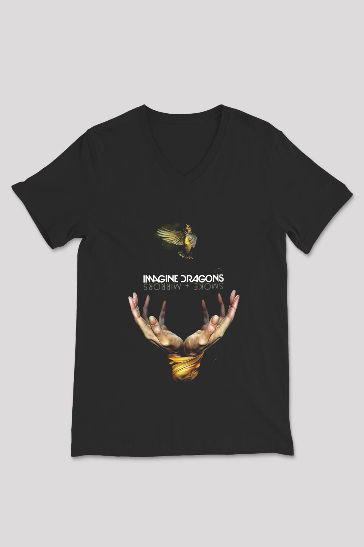 Imagine Dragons Siyah Unisex V Yaka Tişört T-Shirt