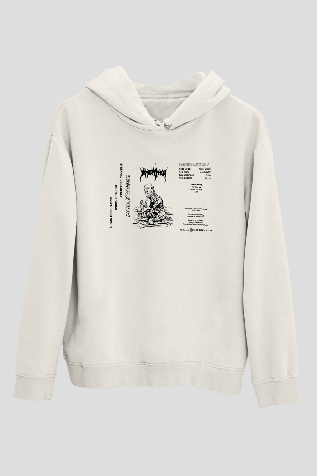 Immolation Baskılı Beyaz Unisex Kapüşonlu Sweatshirt