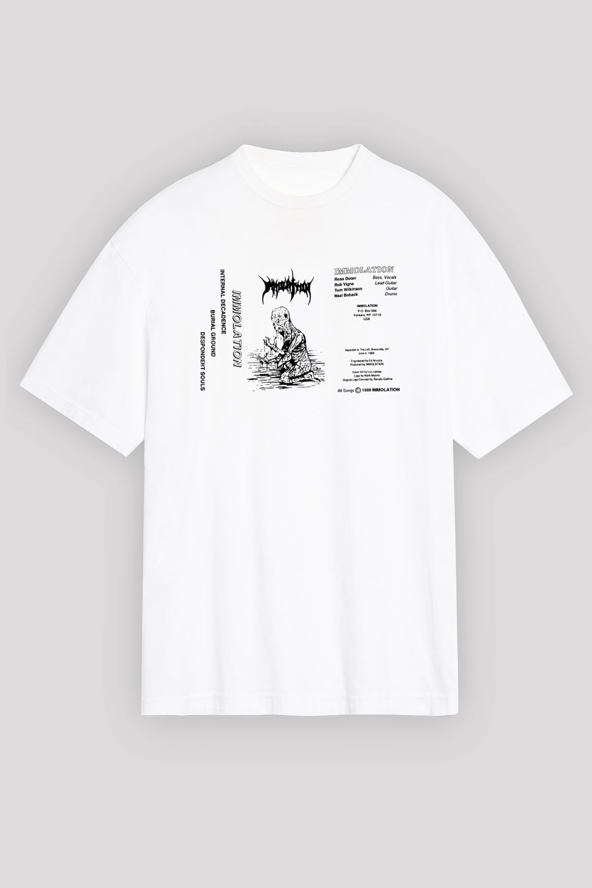 Immolation Baskılı Beyaz Unisex Oversize Tişört - Tshirt